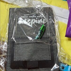 Gray Textured Notebook with Pen